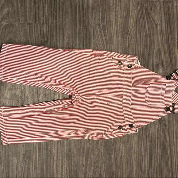 Mini Boden Red & White Striped Overalls | 12-18 Months - Picture 2 of 5